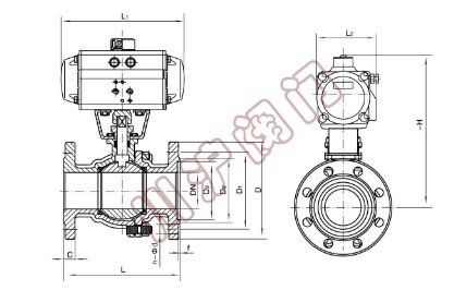 氣動(dòng)法蘭球閥結(jié)構(gòu)圖